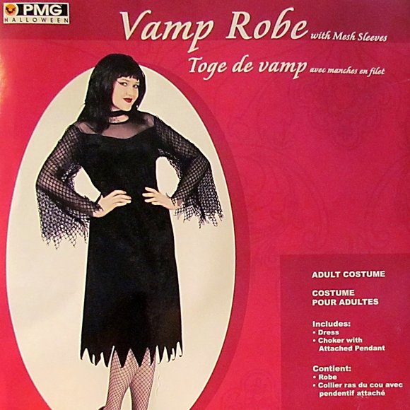 NEW BLACK VAMPIRE DRESS w MESH SLEEVES CHOKER HALLOWEEN VAMPIRE GIRL ADULT XL - Picture 1 of 1